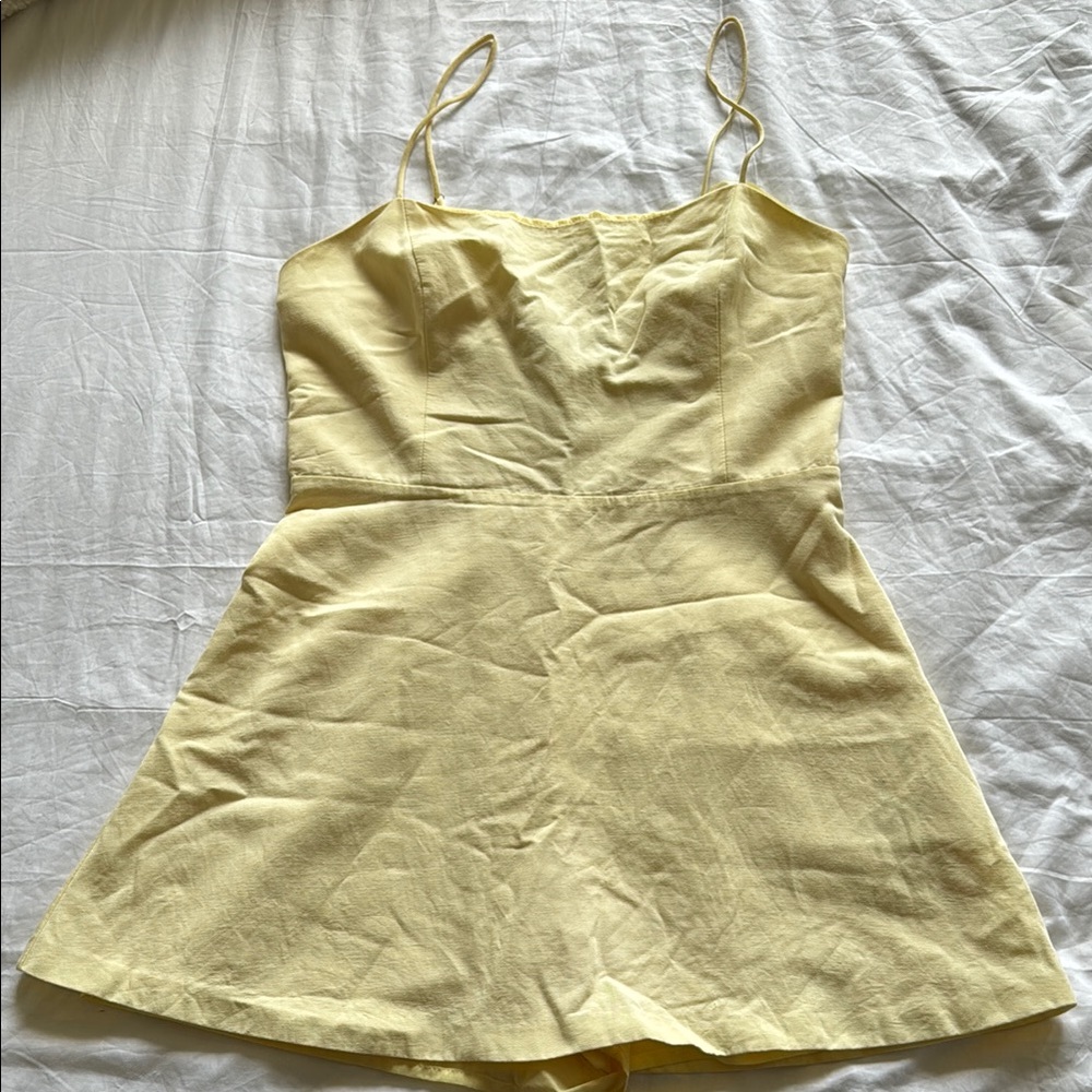Zara Pale Yellow Mini Dress with Spaghetti Straps
